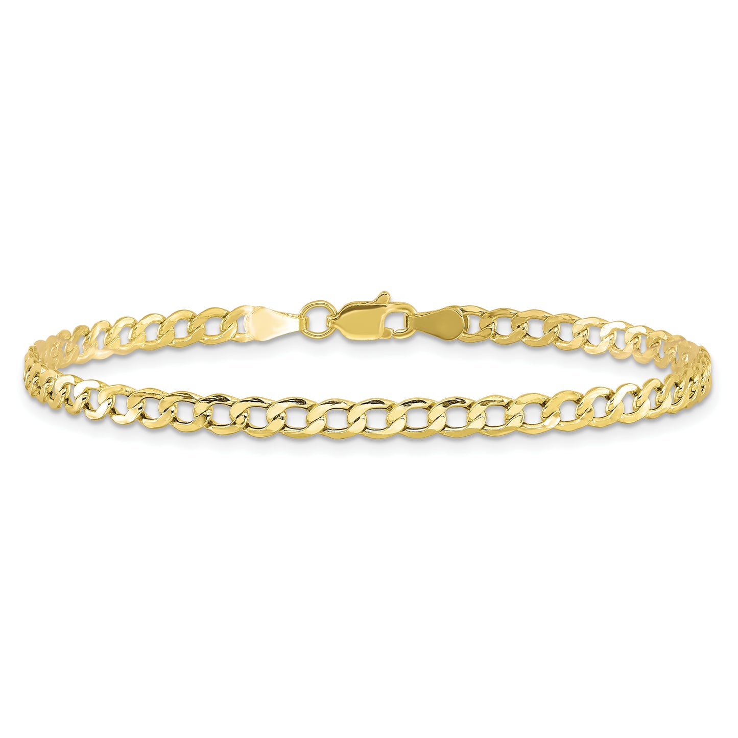 10K Semi-Solid Curb Link Bracelet 8" 3.5mm