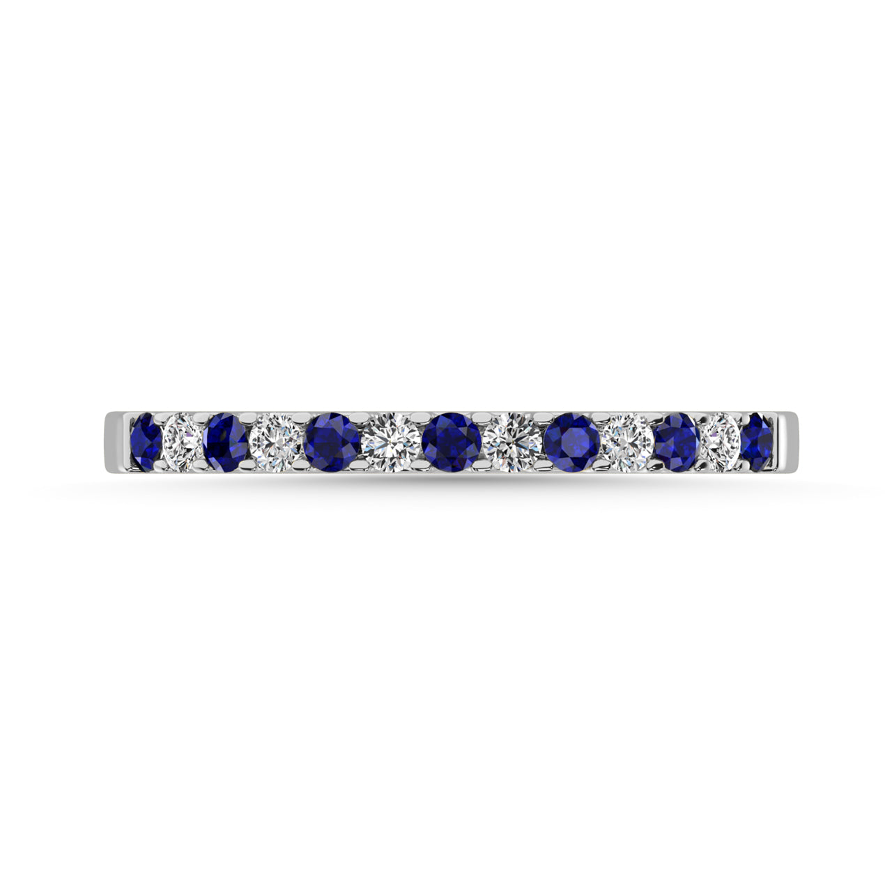 14K White Gold 1/4 Ct.tw Alternate Blue Sapphire & Diamond Machine Band