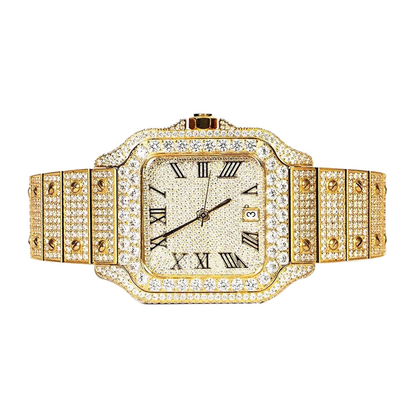 Moissanite Stainless Steel Yellow Steel Band 20-1/5 Cttw