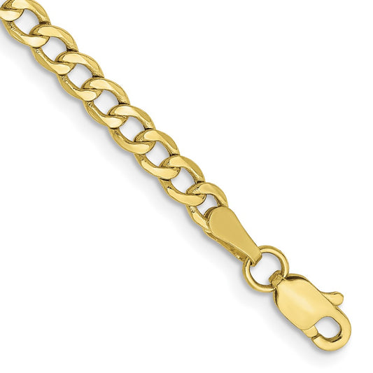 10K Semi-Solid Curb Link Bracelet 8" 3.5mm