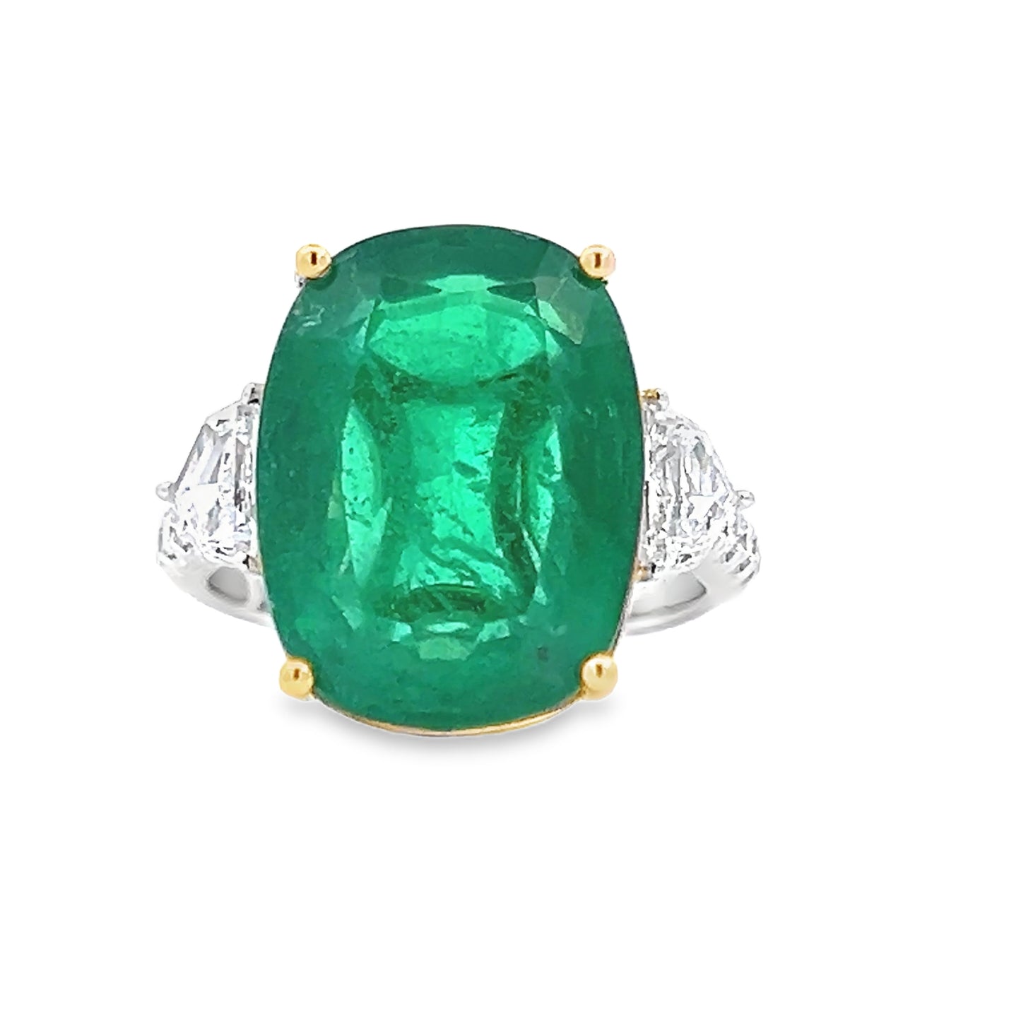 RING, 18KTT, EMERALD, CUSH