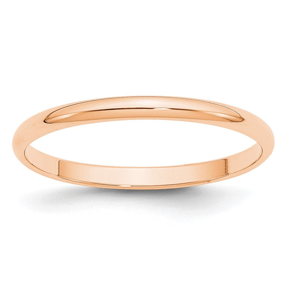 10k Rose Gold 2mm LTW Half Round Band Size 6