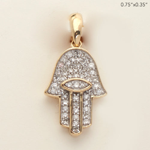 14KY 0.15CTW DIAMOND HAMZA WITH EVIL EYE