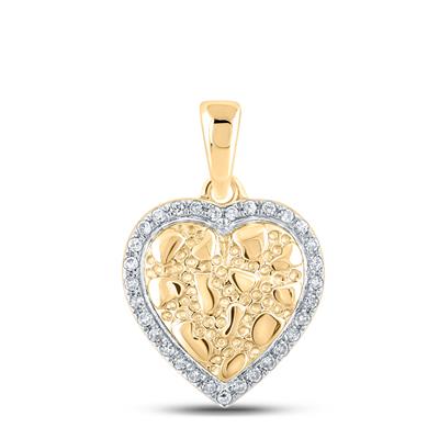 10K Gold Diamond Nugget Heart Pendant