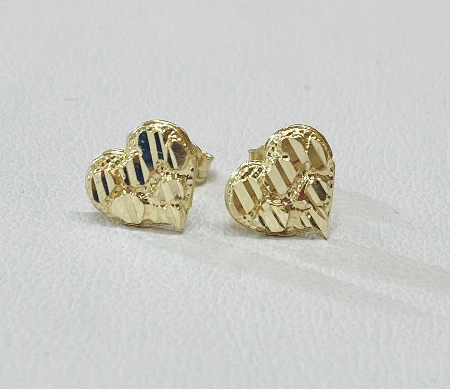 10K Gold Heart Nugget Earrings