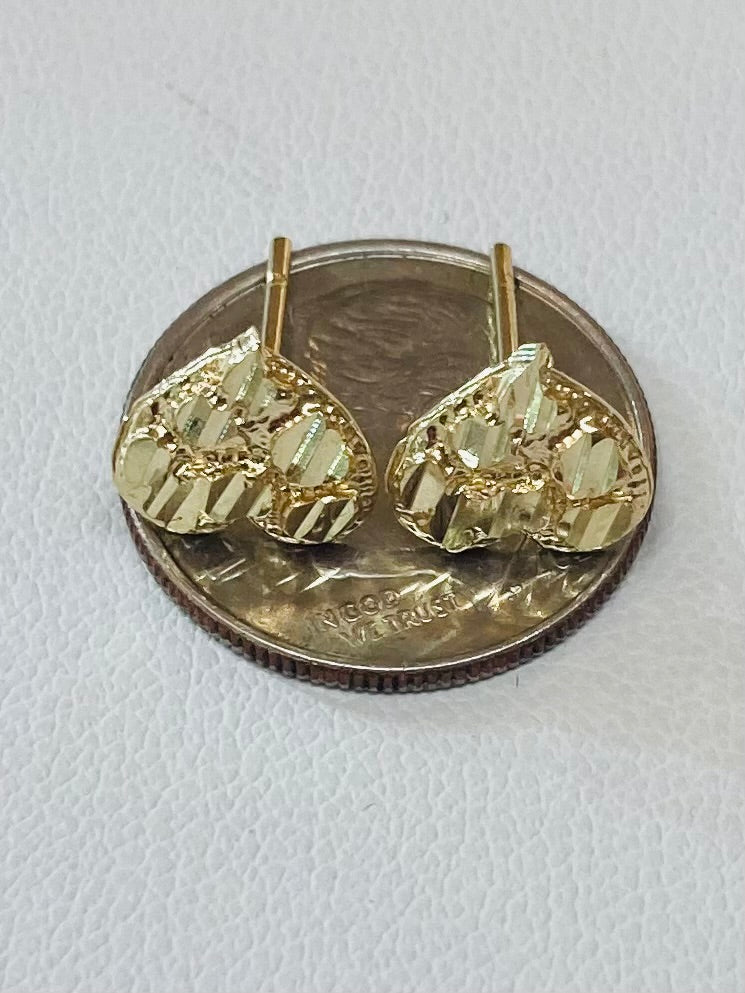 10K Gold Heart Nugget Earrings