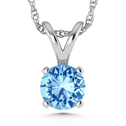 14K White Gold Lab Grown Blue Diamond 1/2 Ct.Tw. Solitaire Pendant